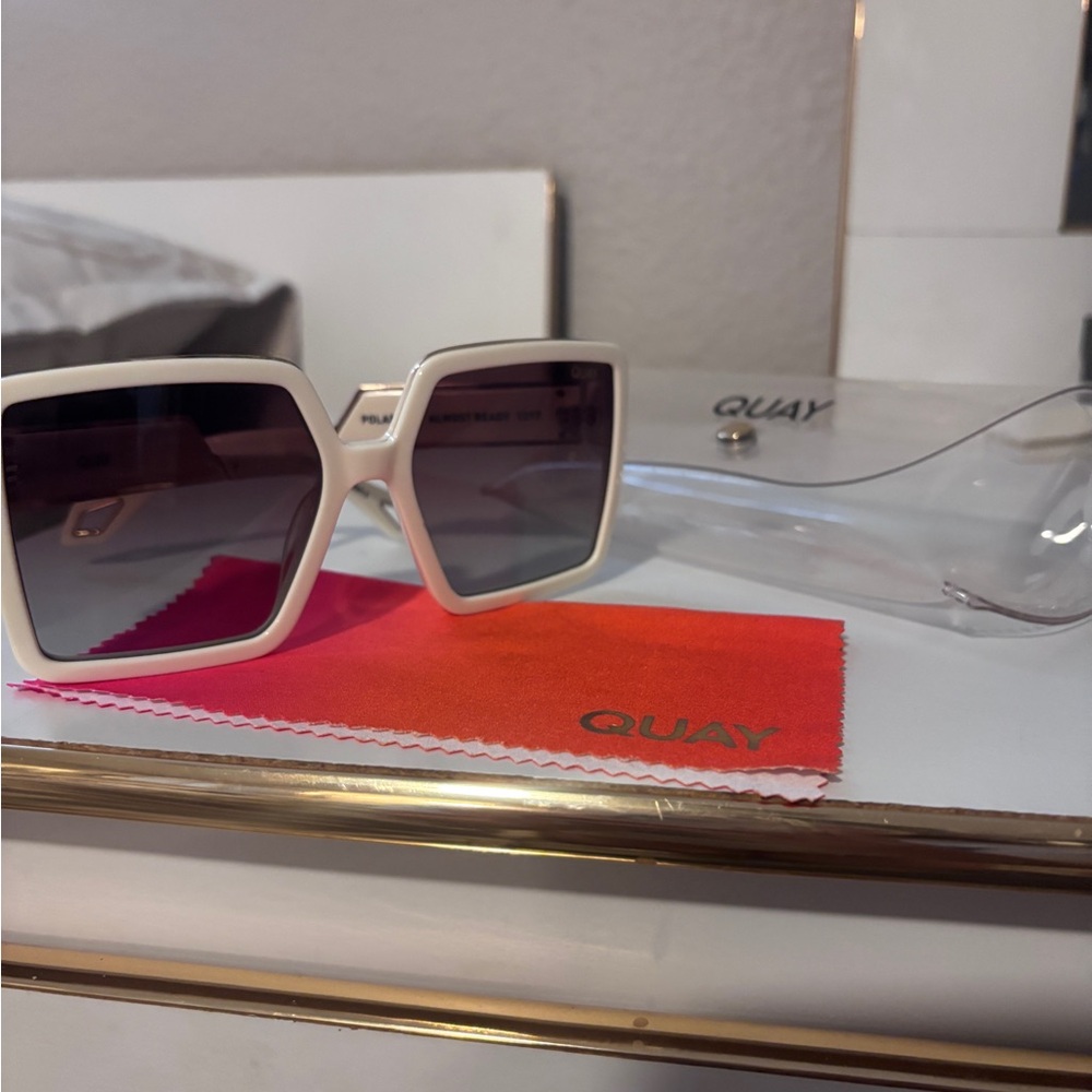 Quay Australia Cream Square Sunglasses